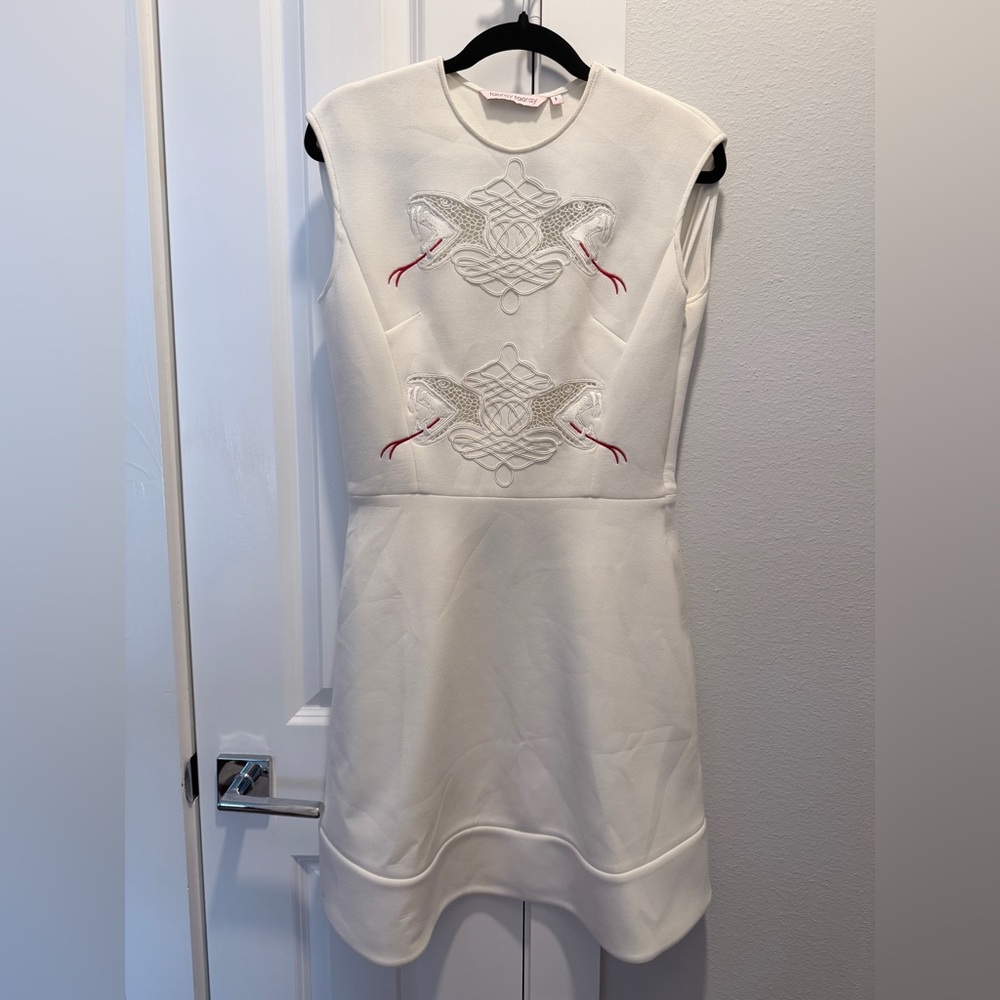 Designers Originals White Mini Dress with Embroidered Accents